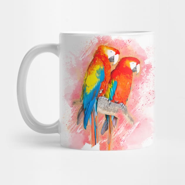 Parrot Bird Animal Wildlife Forest Jungle Nature Watercolor by Cubebox